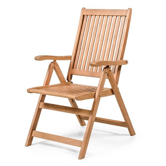 Garten-Set Familis Tisch 160 cm + 4 Stühle mit verstellbaren Rückenlehnen und cremefarbenen Kissen, 