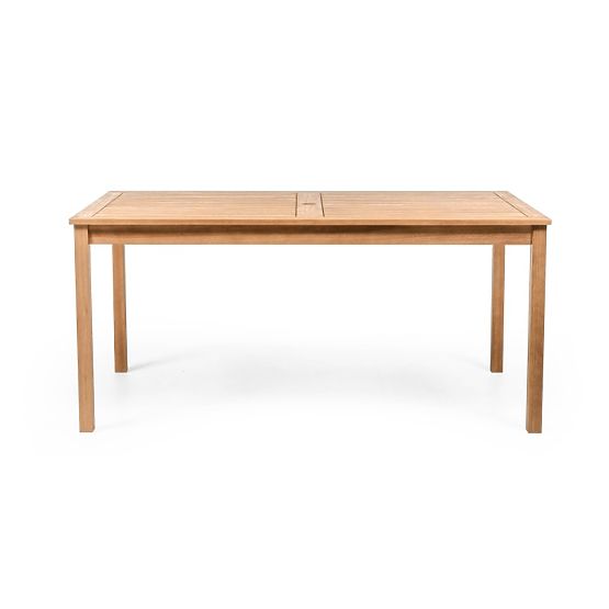 Garten-Set Familis Tisch 160 cm + 4 Stühle mit verstellbaren Rückenlehnen und hellgrauen Kissen