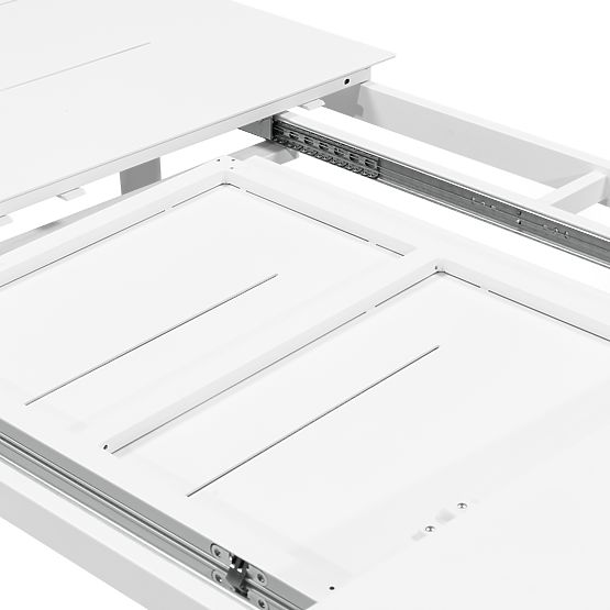 Garten-Set Marinelli, ausziehbarer Tisch 230-300 cm + 4 Stühle, Aluminium, weiß