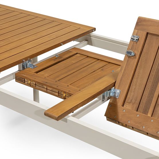 Garten-Set Porticato, ausziehbarer Tisch 211-300 cm + 12 Stühle, Akazienholz FSC, Teak-Optik