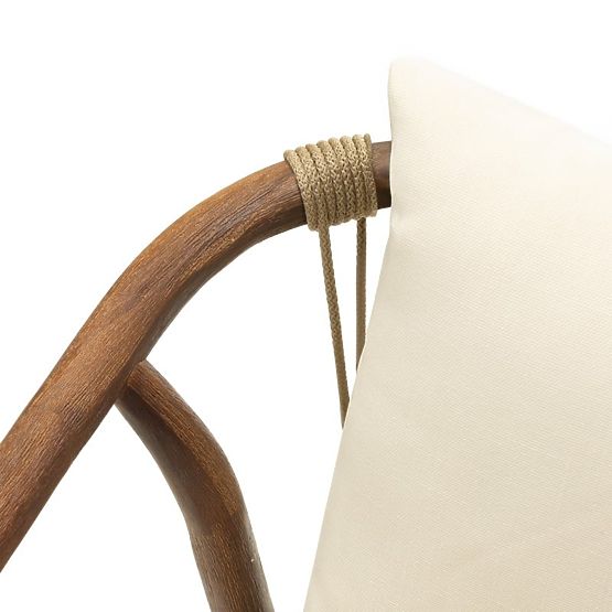 Garten-Set Rovigo Tisch mit Steinplatte 220 cm und 6 Stühlen mit geflochtenem Seil, dunkles Holz