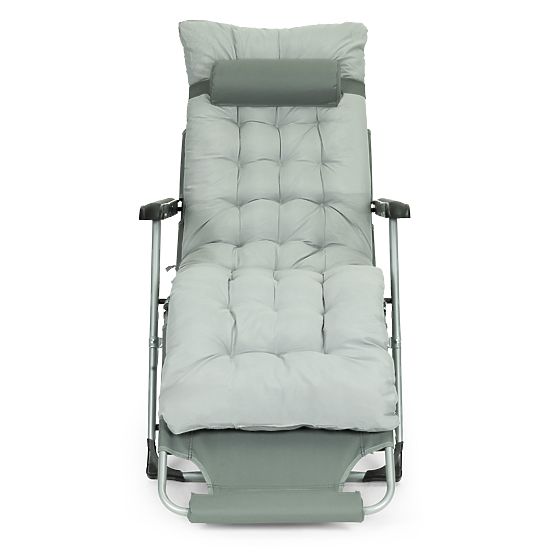 Garten-Strandliege 2-in-1 mit Kissen und verstellbarer Fußstütze grau MultiGarden
