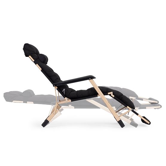 Garten-Strandliege 2-in-1 mit Kissen, verstellbarer Fußstütze, schwarz, goldener Rahmen MultiGarden