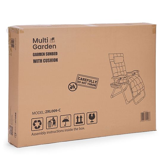 Garten-Strandliege mit Kissen und verstellbarer Rückenlehne schwarz goldener Rahmen MultiGarden