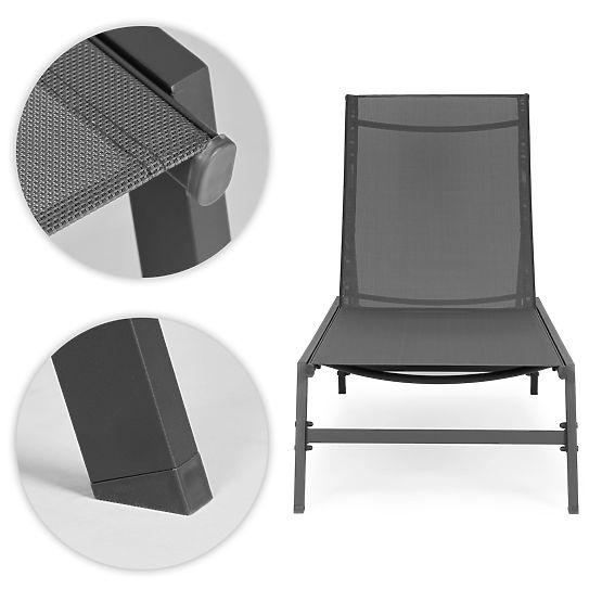 Garten-Strandliege mit verstellbarer Rückenlehne, Stahlkonstruktion, grau MultiGarden