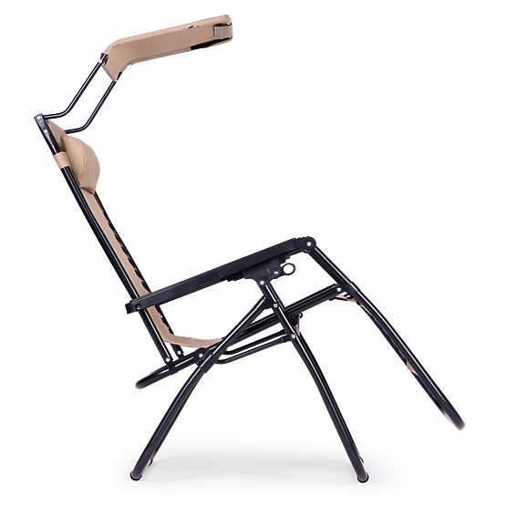 Garten-Strandliege mit verstellbarer Rückenlehne und beweglichem Sonnendach Modernhome - beige