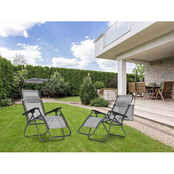 Garten-Strandliege mit verstellbarer Rückenlehne und beweglichem Sonnendach Modernhome - grau