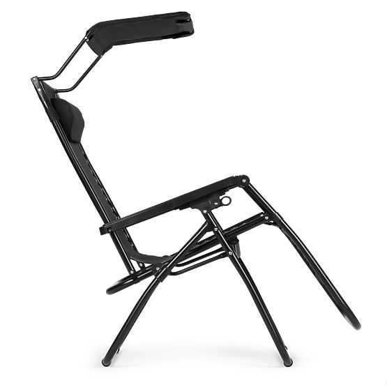 Garten-Strandliege mit verstellbarer Rückenlehne und beweglichem Sonnendach Modernhome - schwarz