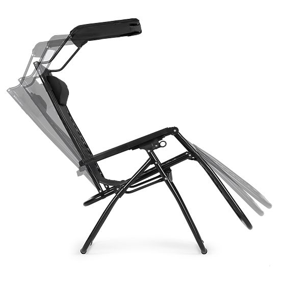 Garten-Strandliege mit verstellbarer Rückenlehne und beweglichem Sonnendach Modernhome - schwarz