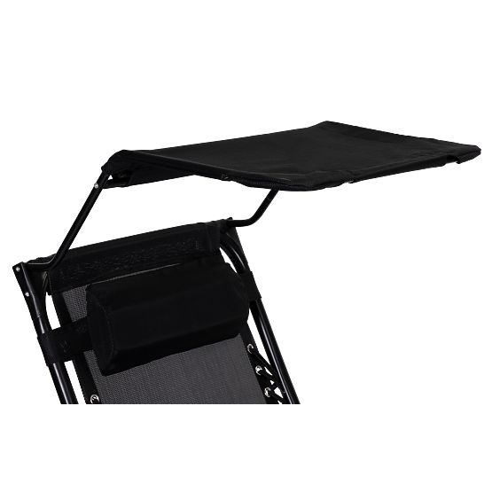 Garten-Strandliege mit verstellbarer Rückenlehne und beweglichem Sonnendach Modernhome - schwarz