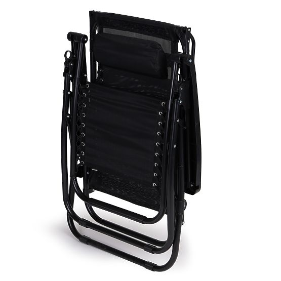 Garten-Strandliege mit verstellbarer Rückenlehne und beweglichem Sonnendach Modernhome - schwarz