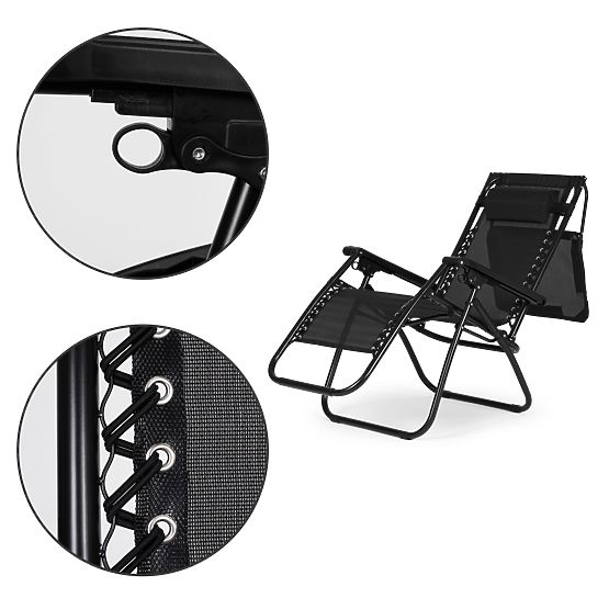 Garten-Strandliege mit verstellbarer Rückenlehne und beweglichem Sonnendach Modernhome - schwarz