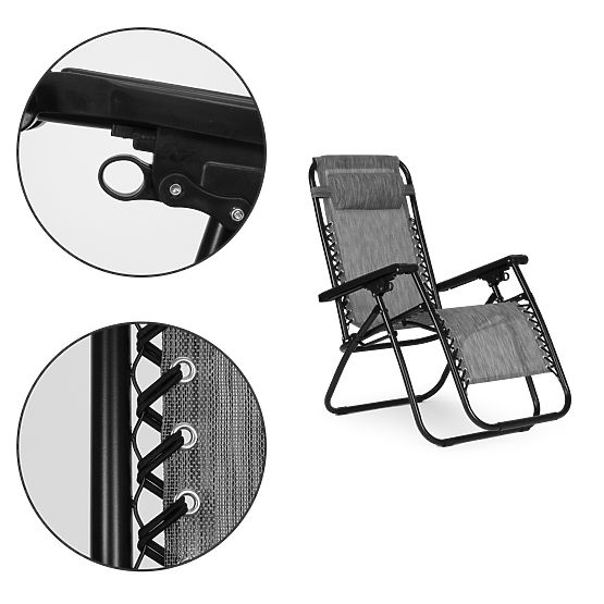 Garten-Strandstuhl mit verstellbarer Rückenlehne ZERO GRAVITY ModernHome - grau