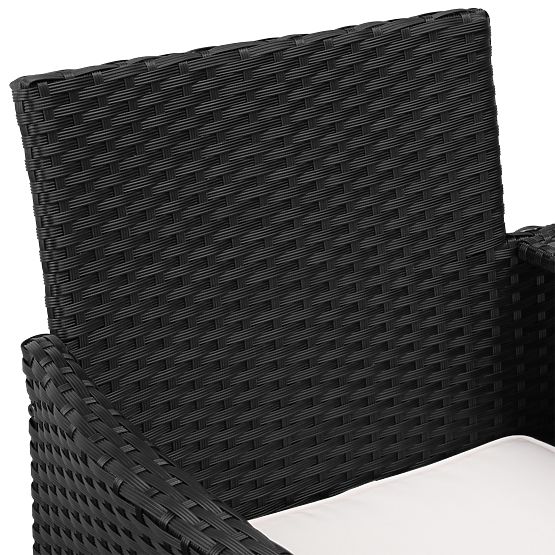 Gartenbank aus Technorattan Sofa CORDOBA schwarz mit beigen Kissen