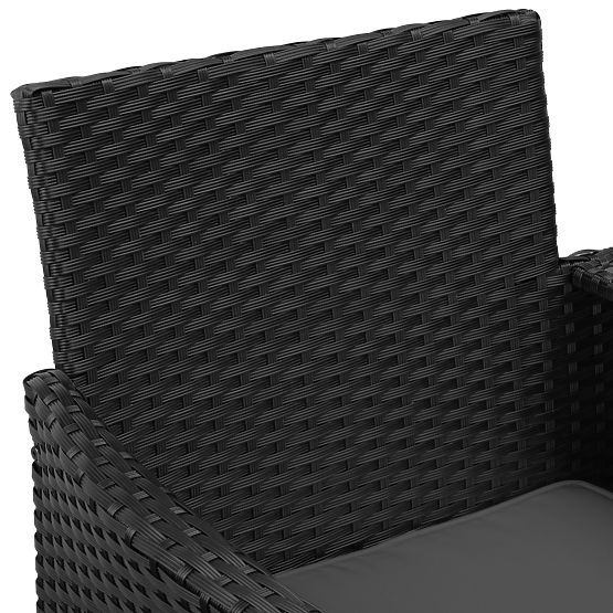 Gartenbank aus Technorattan Sofa CORDOBA schwarz mit grauen Kissen