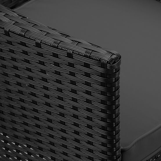 Gartenbank aus Technorattan Sofa CORDOBA schwarz mit grauen Kissen