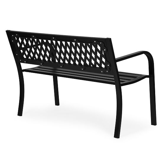 Gartenbank mit Gitterrückenlehne 120x50 cm Metall Park Schwarz MultiGarden