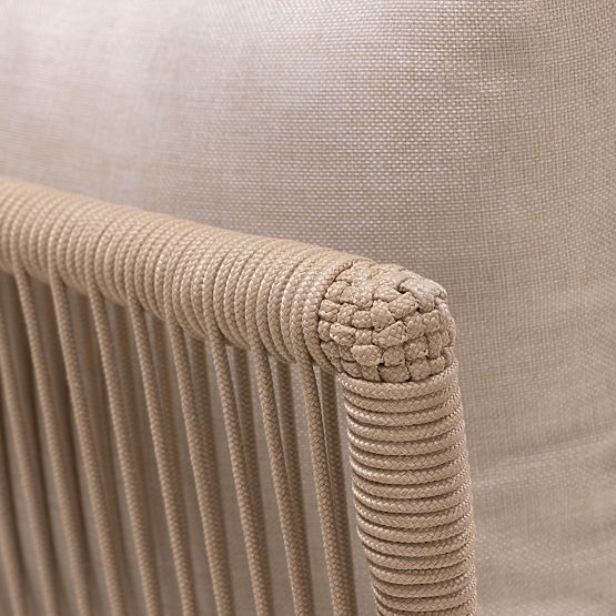 Gartenecksofa mit Tisch Borgetto, Geflecht, Akazienholz FSC, Teakoptik, hell