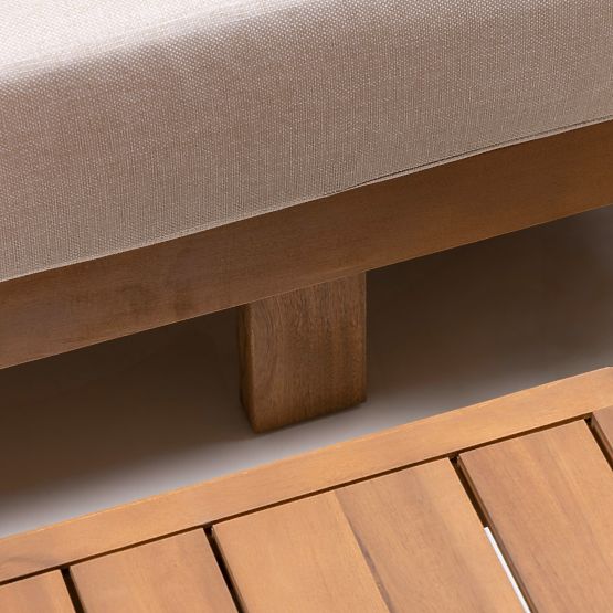 Gartenecksofa mit Tisch Borgetto, Geflecht, Akazienholz FSC, Teakoptik, hell