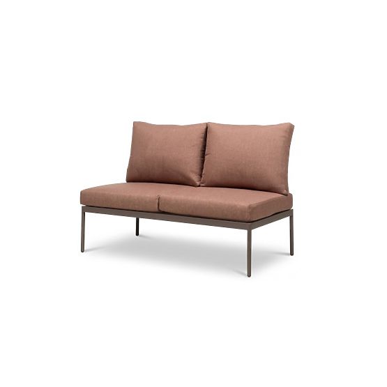 Gartenecksofa mit Tisch Lugi, Polywood, Mokka/Grau