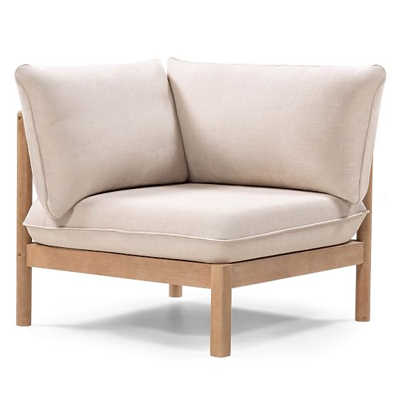 Gartenecksofa mit Tisch Mortlake, Eukalyptusholz FSC, Teakoptik, hellbeige/pr