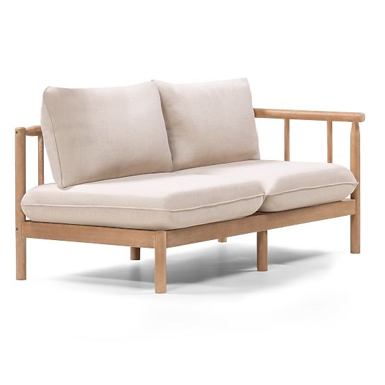 Gartenecksofa mit Tisch Mortlake, Eukalyptusholz FSC, Teakoptik, hellbeige/pr