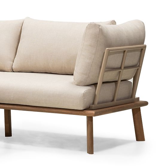 Gartenecksofa mit Tisch Penne, Eukalyptusholz FSC, beige