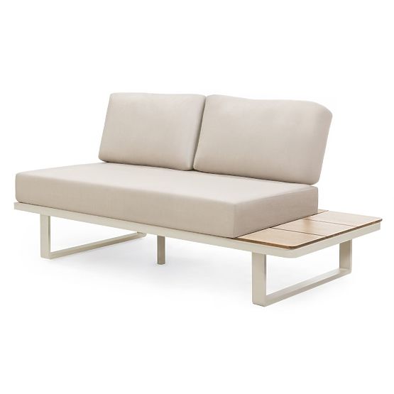 Gartenecksofa mit Tisch Porticato, Akazienholz FSC, Teak-Optik, hellbeige