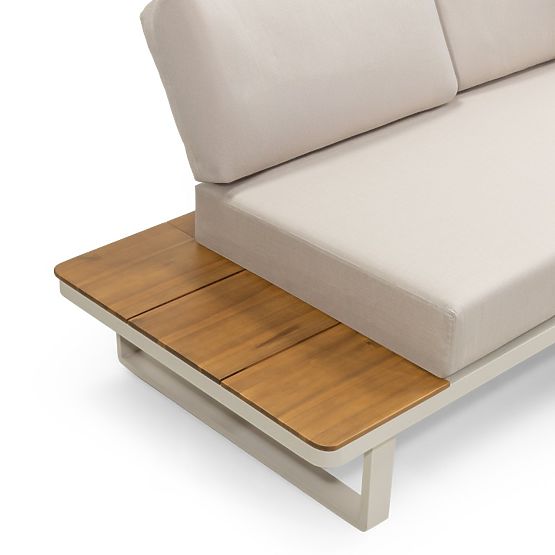 Gartenecksofa mit Tisch Porticato, Akazienholz FSC, Teak-Optik, hellbeige