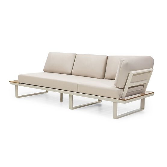 Gartenecksofa mit Tisch Porticato, Akazienholz FSC, Teak-Optik, hellbeige