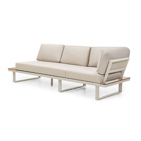 Gartenecksofa mit Tisch Porticato, Akazienholz FSC, Teak-Optik, hellbeige