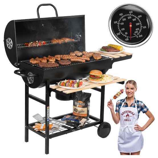 Gartenkohlegrill 2 Roste Aschekasten BAREL WOOD