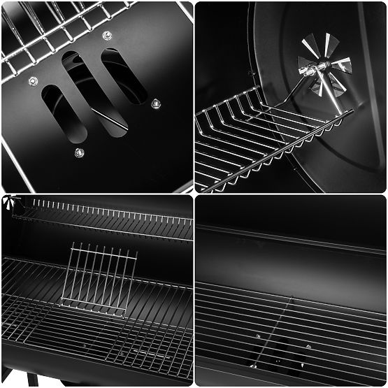 Gartenkohlegrill 2 Roste Aschekasten BAREL WOOD