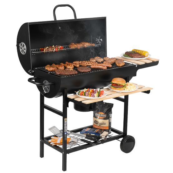 Gartenkohlegrill 2 Roste Aschekasten BAREL WOOD