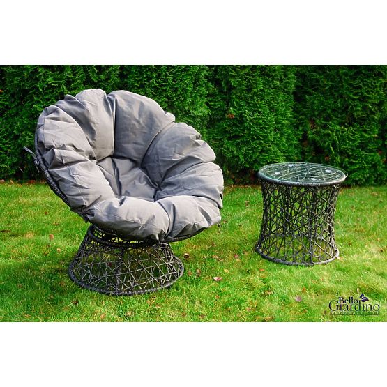 Gartenliege aus Technorattan + Tisch TWIST grau