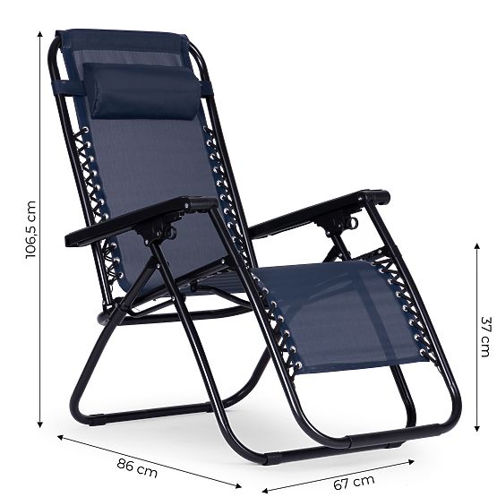 Gartenliege Stuhl mit verstellbarer Rückenlehne ZERO GRAVITY ModernHome - blau