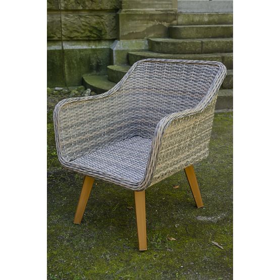 Gartenmöbel aus Technorattan (großes 3-Sitzer-Sofa + 2 Sessel + Tisch) LARGO Grau-Mix