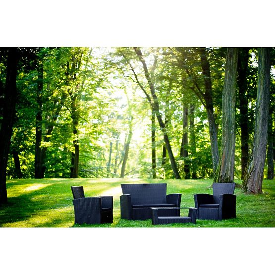 Gartenmöbel aus Technorattan (Sofa 123cm, 2 x Sessel + Tisch) UNICO schwarz
