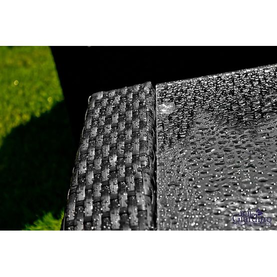 Gartenmöbel aus Technorattan (Sofa 123cm, 2 x Sessel + Tisch) UNICO schwarz