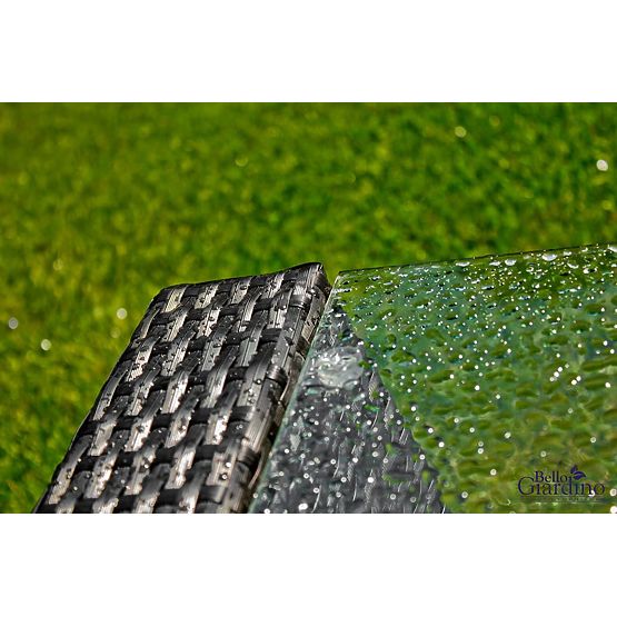 Gartenmöbel aus Technorattan (Sofa 123cm, 2 x Sessel + Tisch) UNICO schwarz