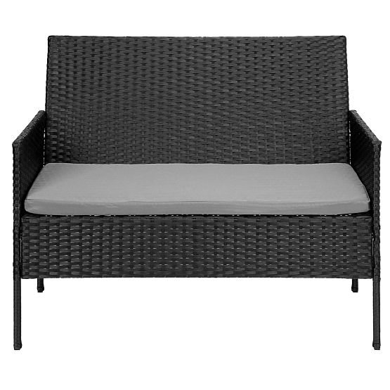 Gartenmöbel-Set aus Technorattan MAGNOLIA schwarz mit grauen Kissen