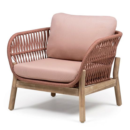 Gartenmöbel-Set Fiorentino Teak-Optik, Geflecht, helles Akazienholz FSC, Terrakotta, abgerundet