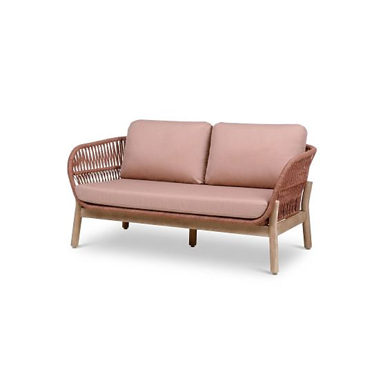 Gartenmöbel-Set Fiorentino Teak-Optik, Geflecht, helles Akazienholz FSC, Terrakotta, abgerundet