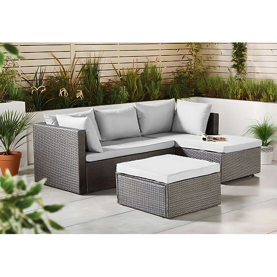 Gartenmöbel-Set FLORENCJA graues Sofa Ottomane
