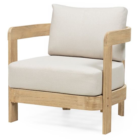 Gartenmöbel-Set Japandi Akazienholz FSC, Teak-Optik, hellbeige, abgerundet