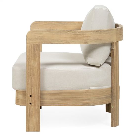 Gartenmöbel-Set Japandi Akazienholz FSC, Teak-Optik, hellbeige, abgerundet