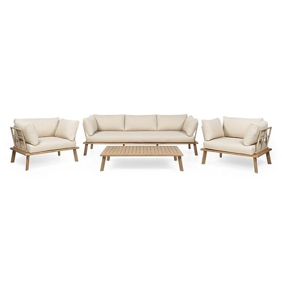 Gartenmöbel-Set Penne Eukalyptusholz FSC, Aluminium, Beige