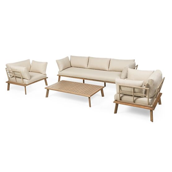 Gartenmöbel-Set Penne Eukalyptusholz FSC, Aluminium, Beige