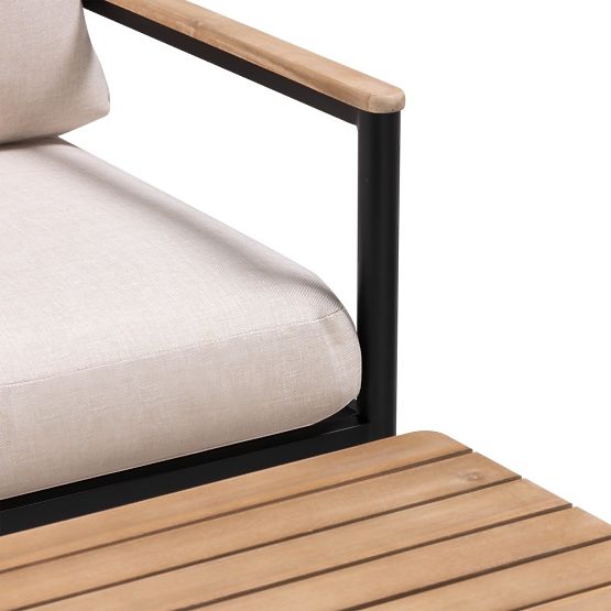 Gartenmöbel-Set Porticello, Aluminium, Akazienholz FSC, Teak-Optik, beige/schwarz