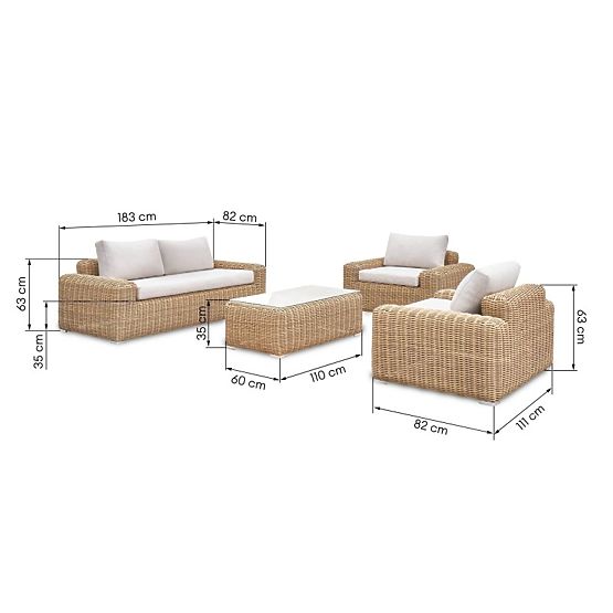 Gartenmöbel-Set Sandy, Polyrattan, beige